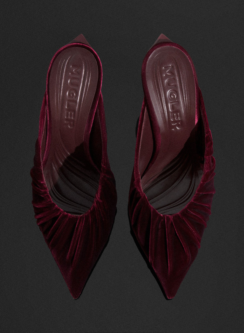 burgundy draped Fang 95 mules 4