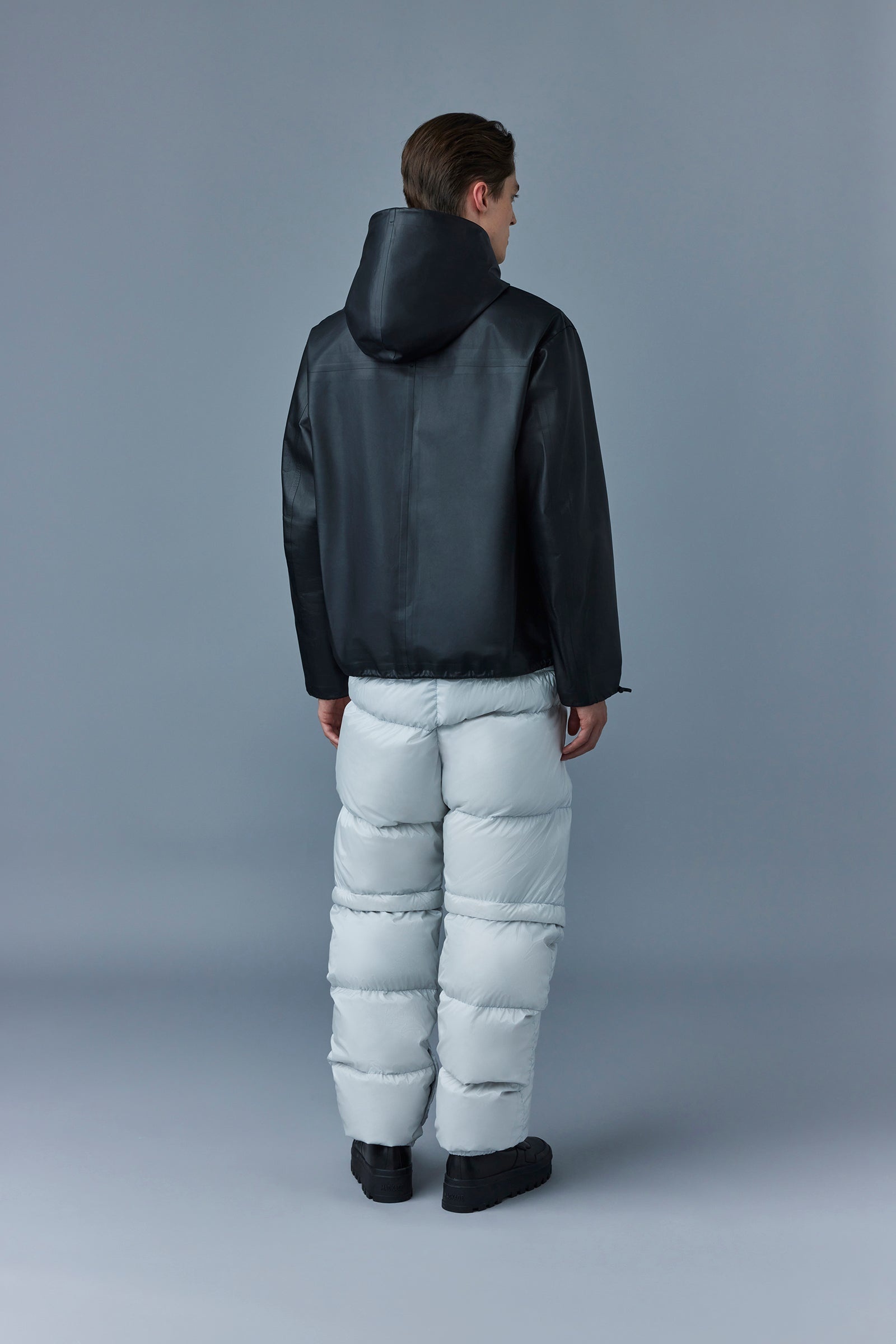 DAVIDE Leather raincoat with dual hoods - 5