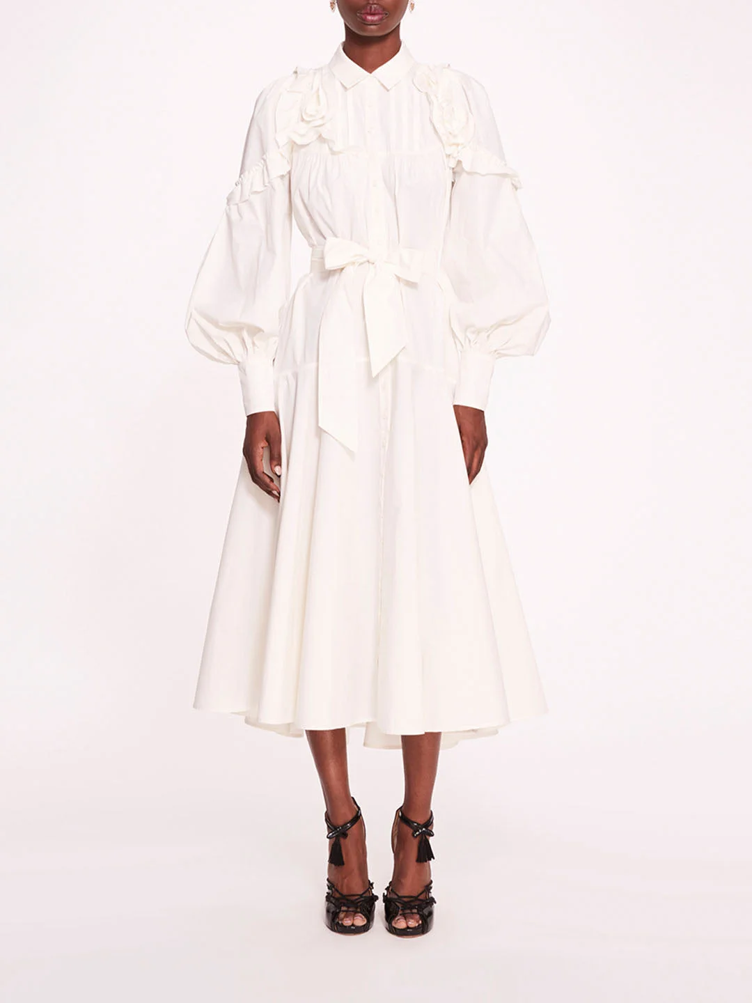 ROSETTE RUFFLE MIDI DRESS - 1