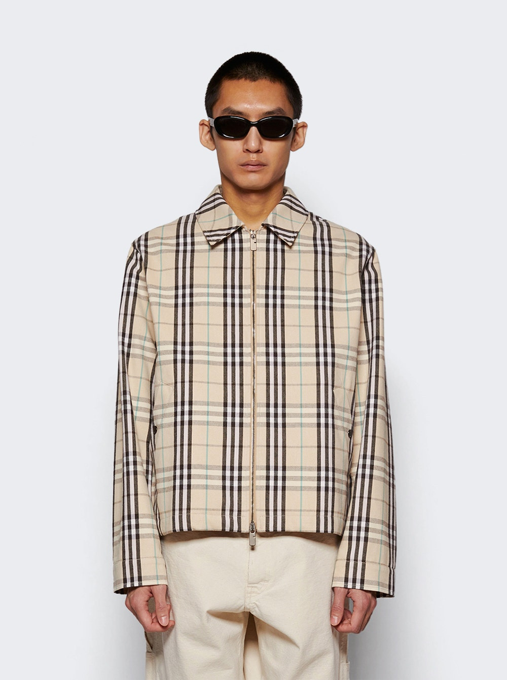 Check Cotton Harrington Jacket Husk - 3