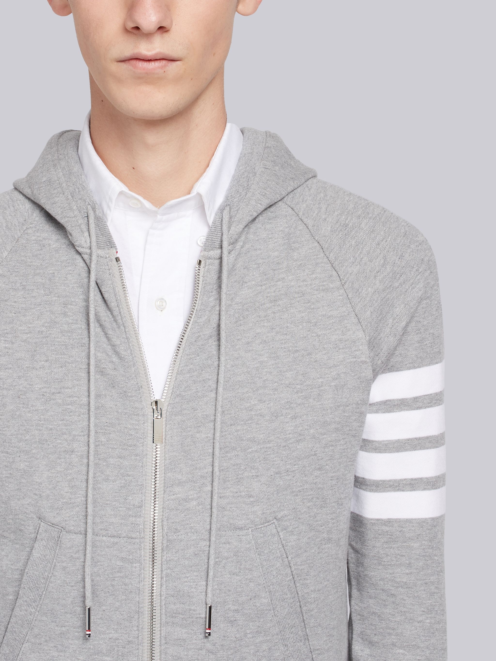 Light Grey Loopback Jersey Knit Engineered 4-bar Classic Hoodie - 5