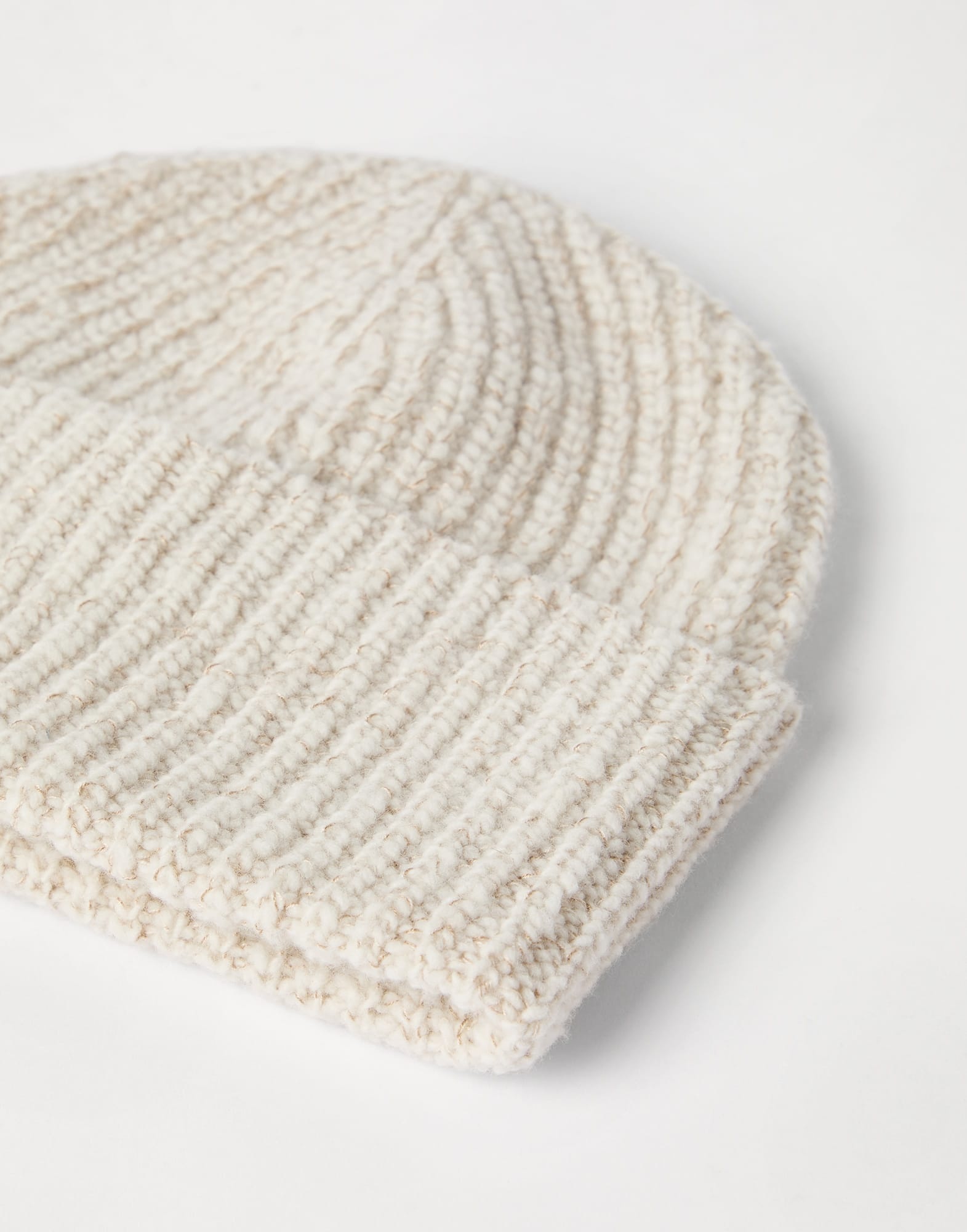 Virgin wool, silk and cashmere English rib knit chiné beanie - 2