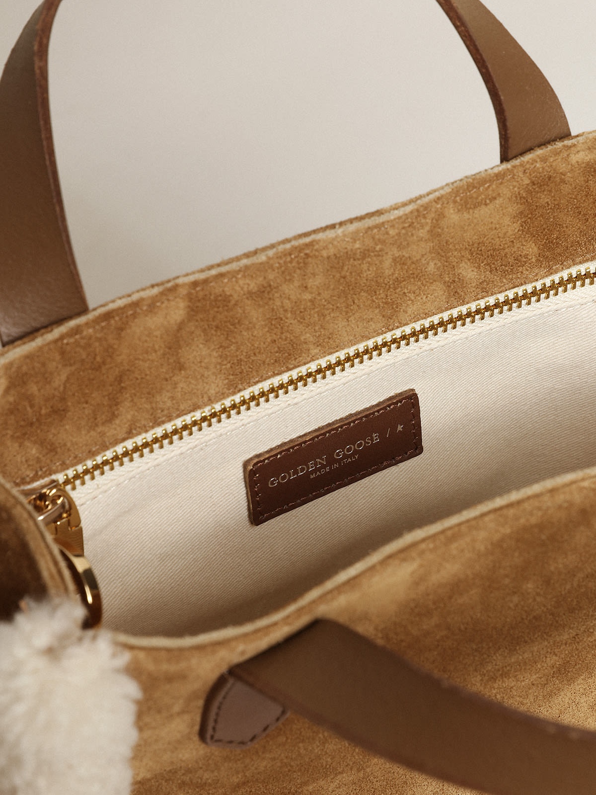 Mini California Bag in suede leather with shearling trim - 5