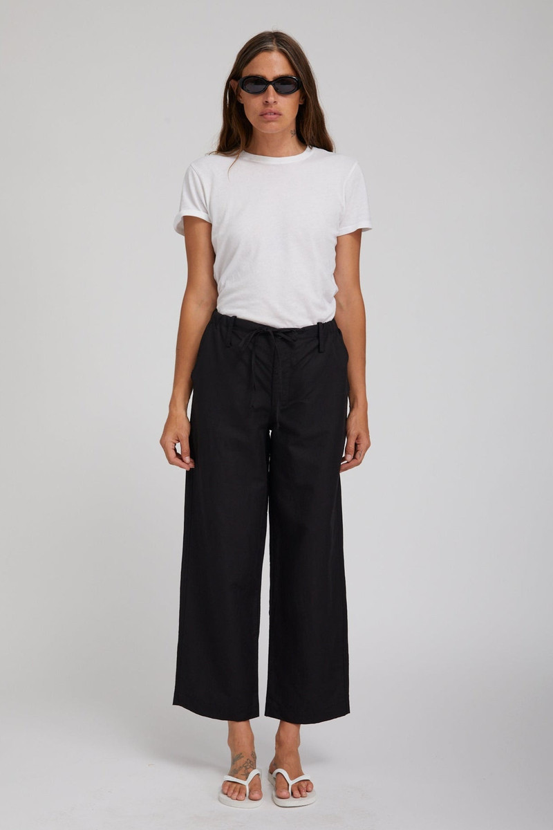 SPRWMN BLACK LINEN AMALFI PANTS outlook