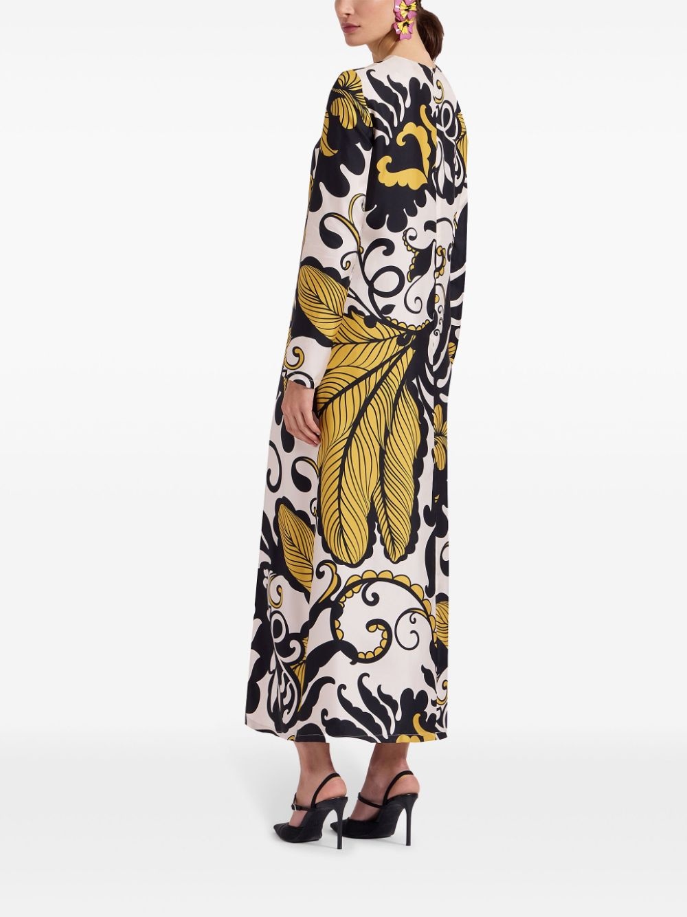 graphic-print silk midi dress - 3