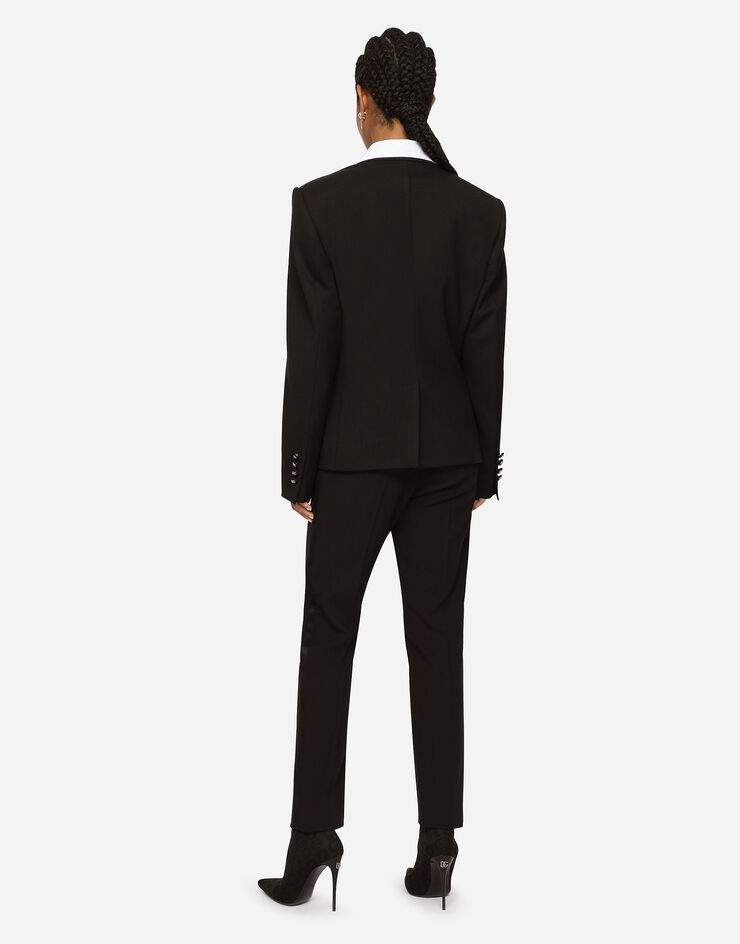 Wool pants with duchesse tuxedo band - 4