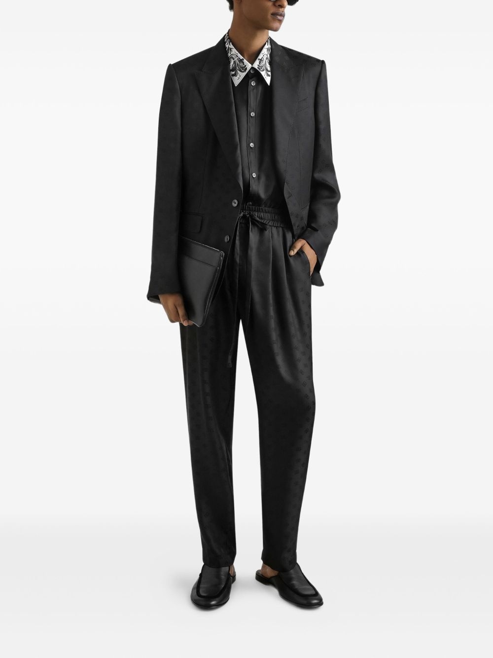 logo-jacquard blazer - 2