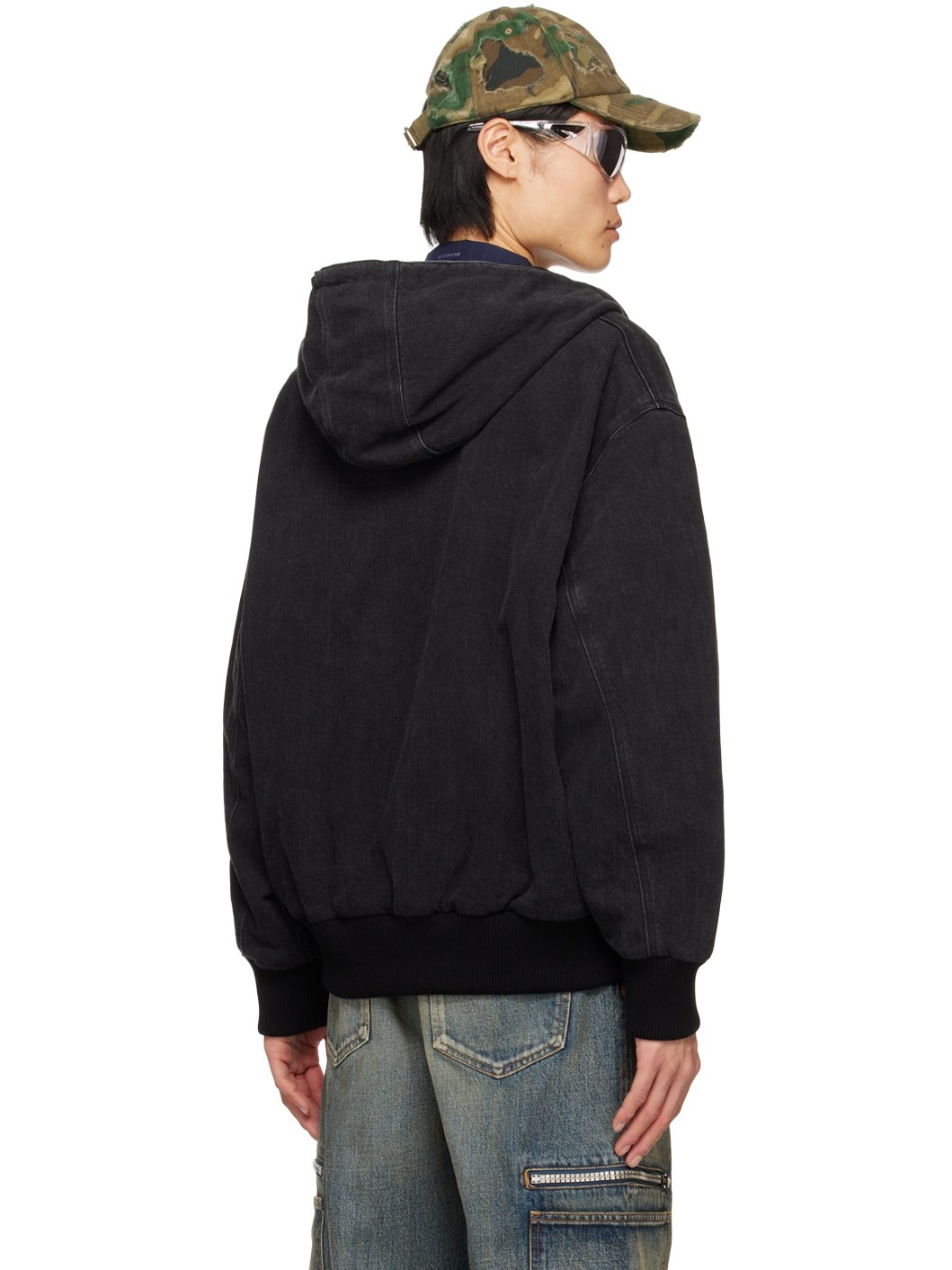 Black Zip Denim Jacket - 3