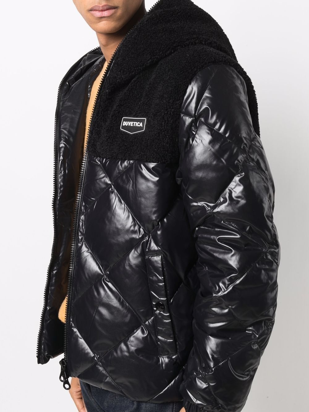 logo-patch quilted puffer jacket - 5