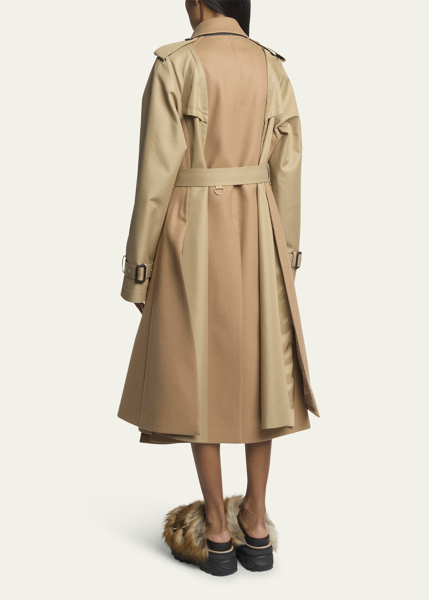 Hybrid Long Belted Trench Coat - 3