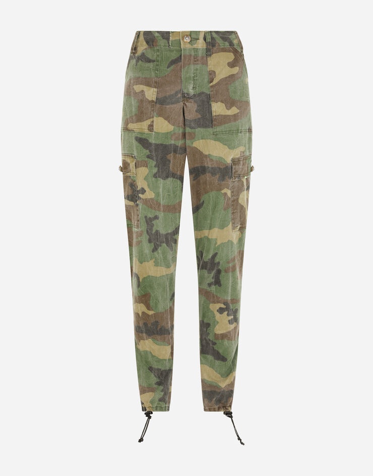 Cotton cargo pants with camouflage print - 3