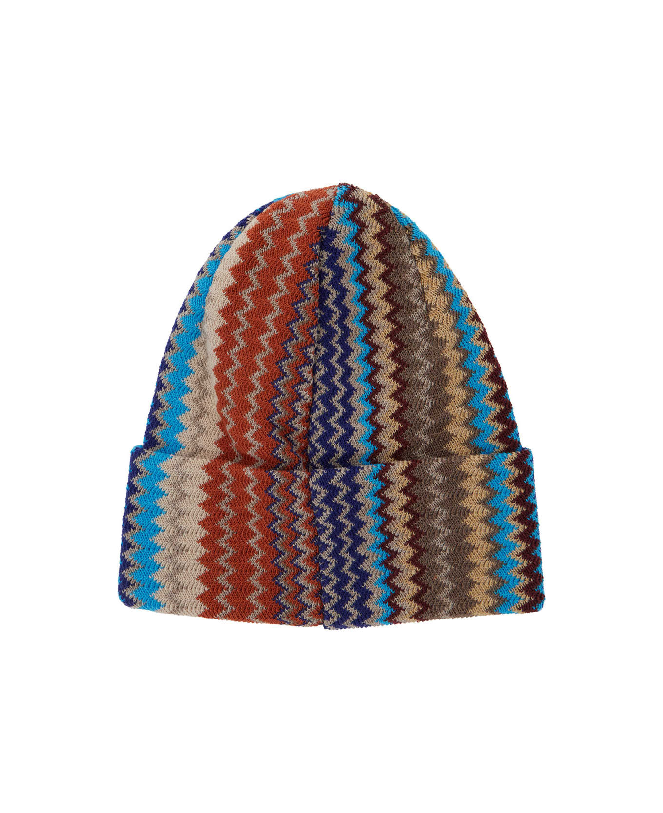 Multicolor Beanie With Zigzag Motif In Wool Blend Man - 2