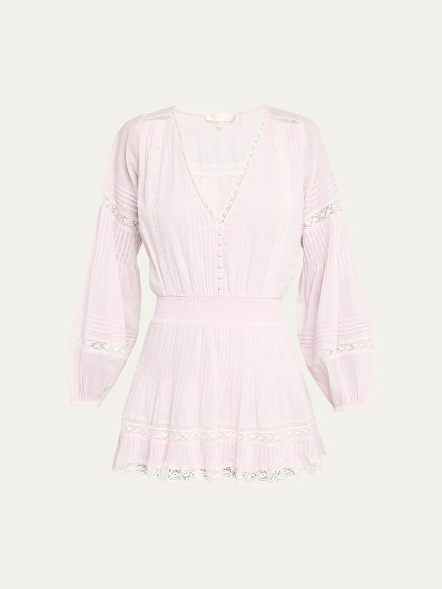 Winfrey Lace-Trim Cotton Mini Dress - 1
