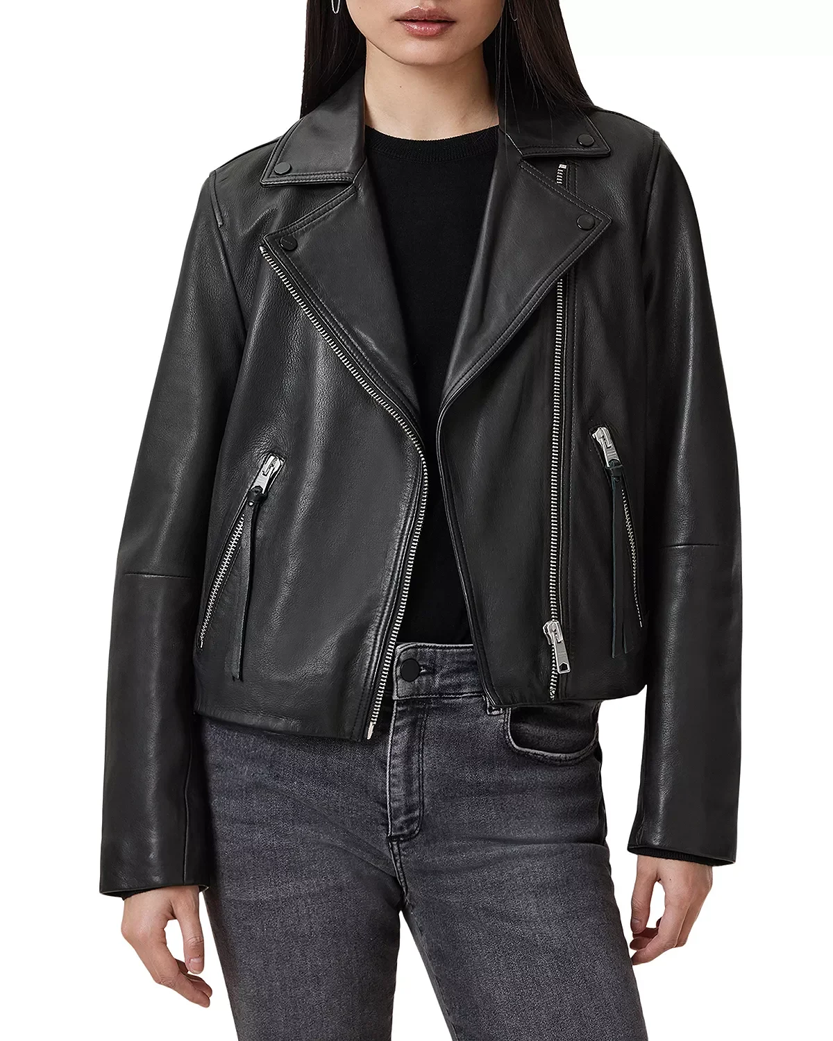 Dalby Slim Fit Leather Biker Jacket - 1