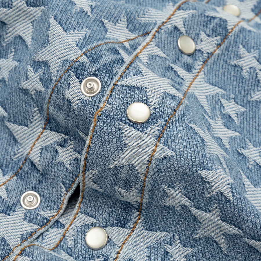 DENIM JACQUARD WOVEN OVERSHIRT - 3