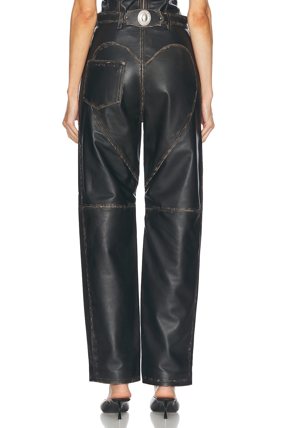 Studded Leather Slit Leg Pant - 4