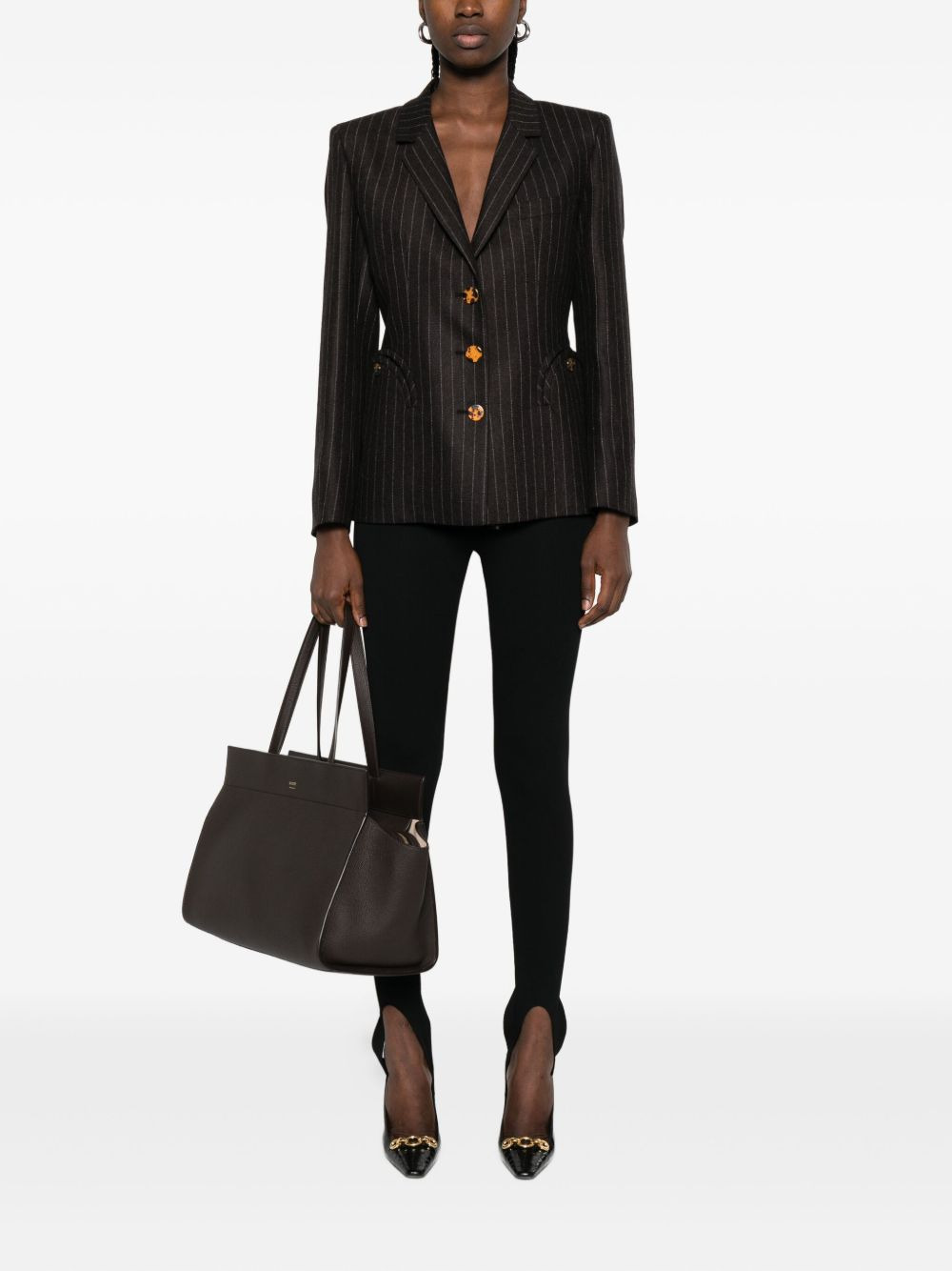 Lady Maud pinstripe button-detail blazer - 2