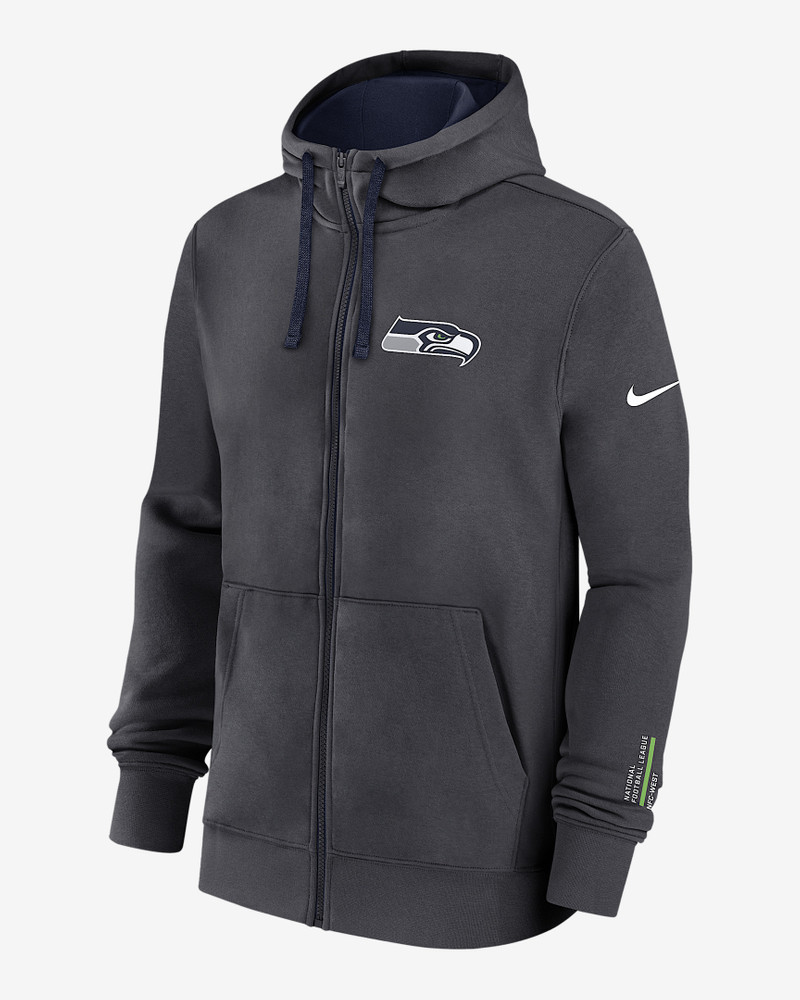 Seattle Seahawks Playbook Page Club Men's Nike NFL Full-Zip Hoodie 1