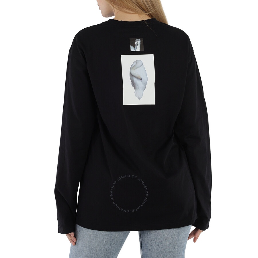 Burberry Ladies Black Cutout Swan Print Oversized Top - 3