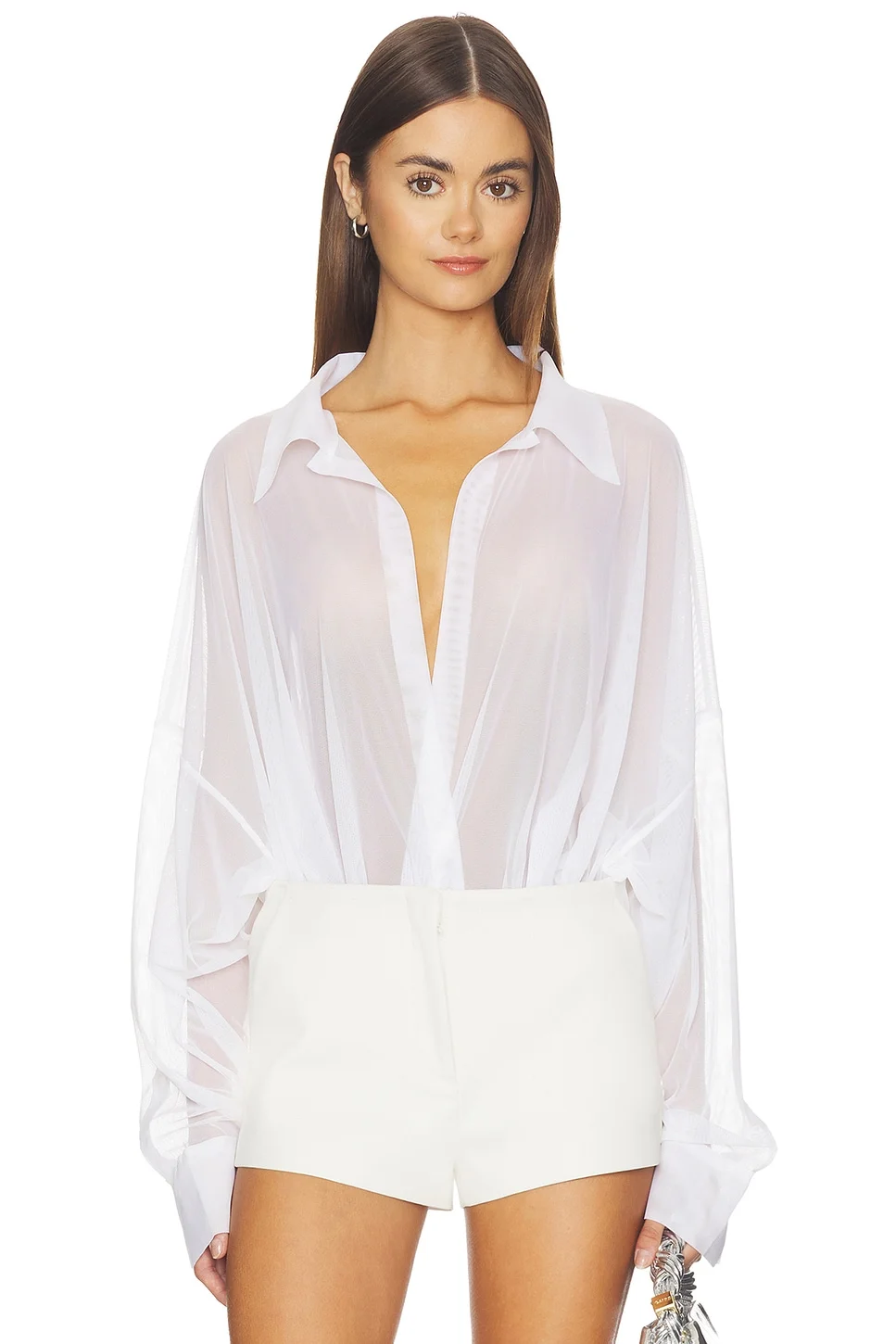 Super Oversized Boyfriend Shirt Bodysuit - 1