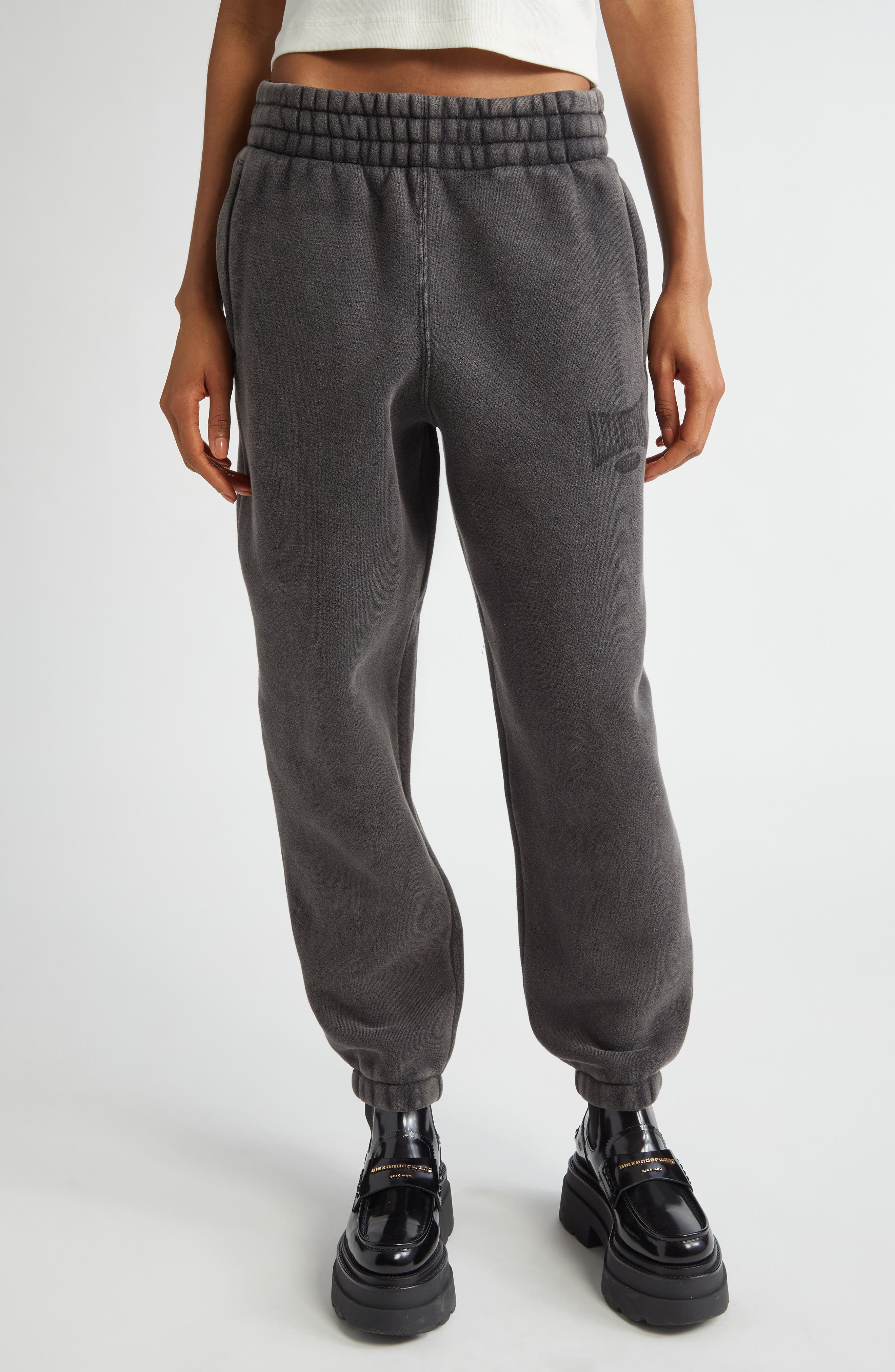 Alexander Wang Logo Graphic Sweatpants in Faded Black at Nordstrom - 1