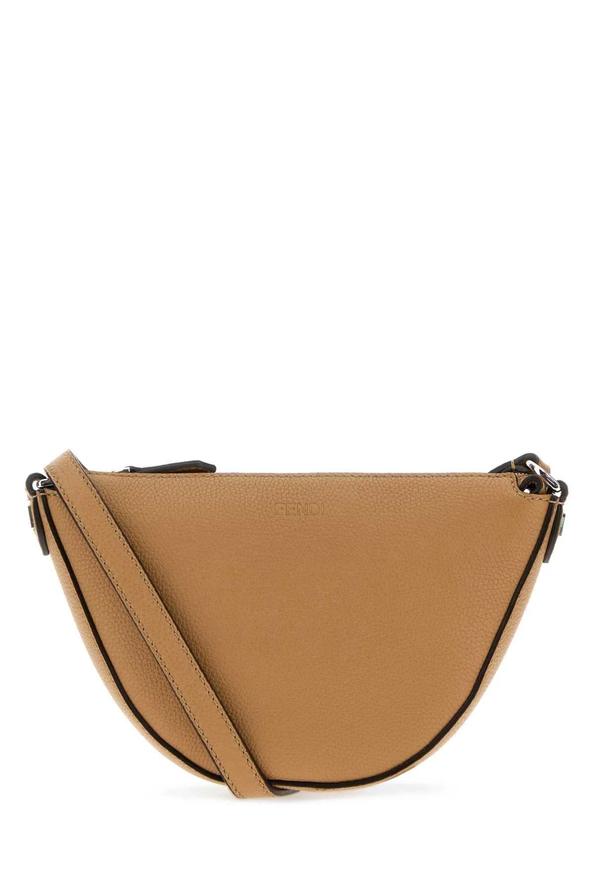 Fendi Men Camel Leather Mini Fendi Melon Crossbody Bag - 1