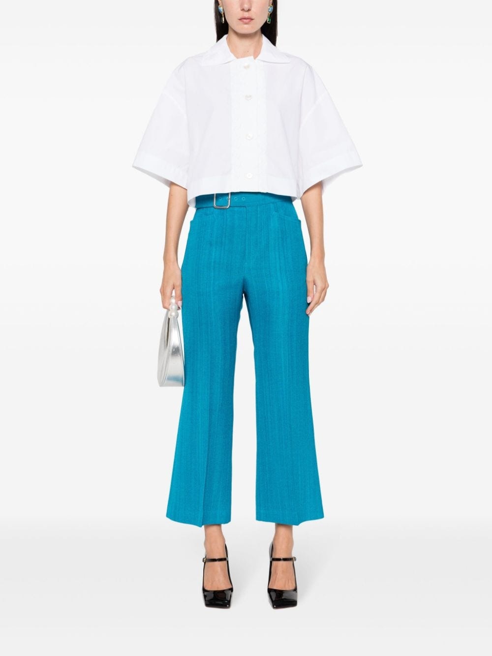wave-appliquÃ© cropped shirt - 2