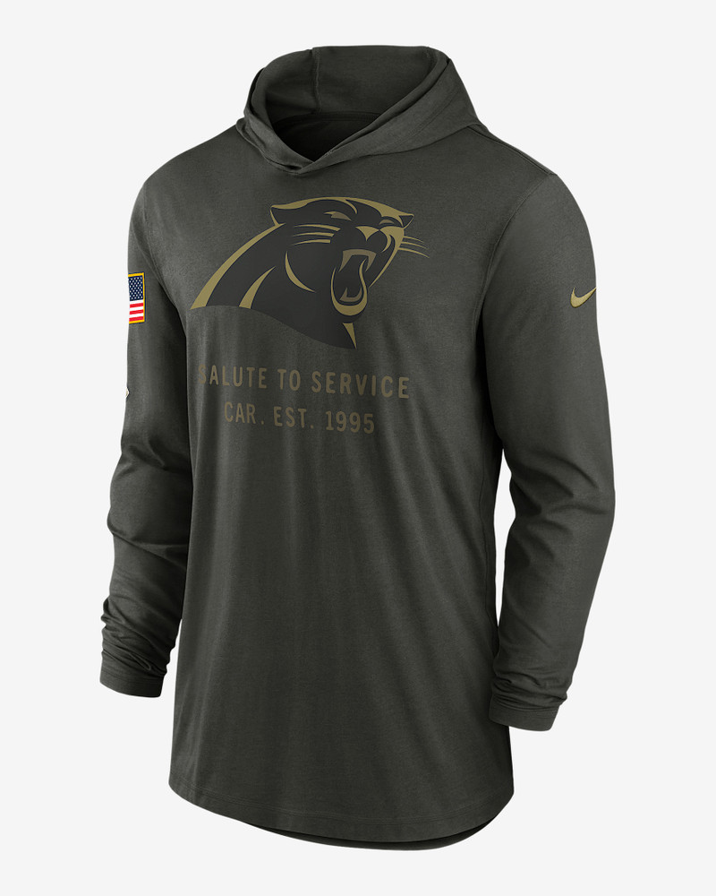 Carolina Panthers Salute to Service Sideline Men’s Nike Dri-FIT NFL Long-Sleeve Hooded Top 1
