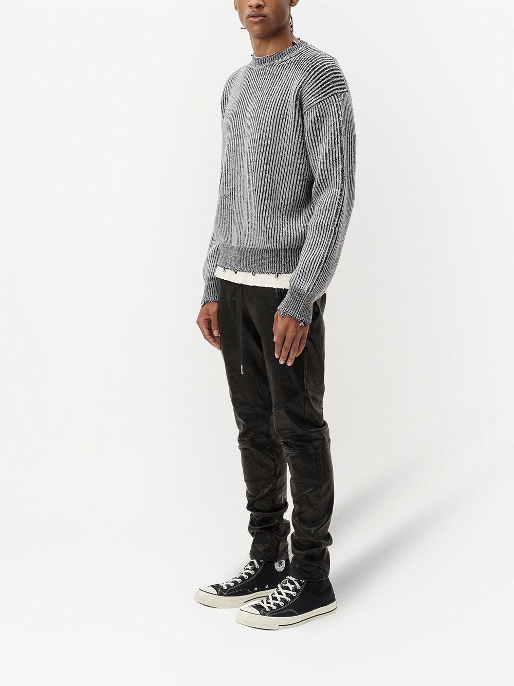 ribbed-knit crewneck jumper - 3