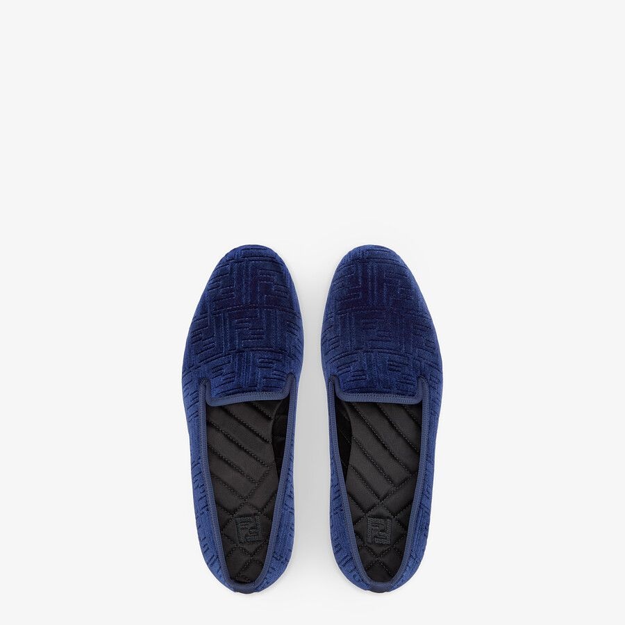 Blue velvet slippers - 4