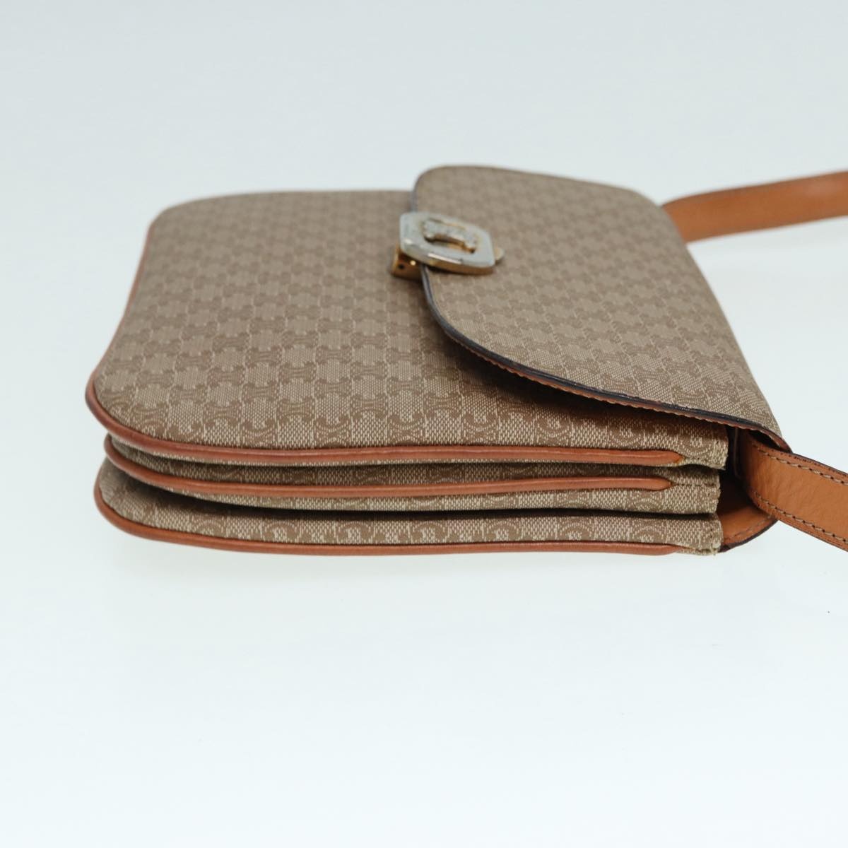 CELINE Macadam Canvas Shoulder Bag Beige Gold - 3