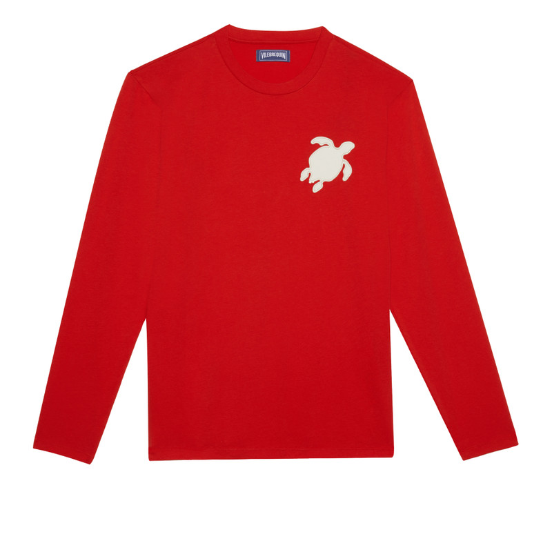 Men Long Sleeves Cotton T-Shirt Turtle Patch 1