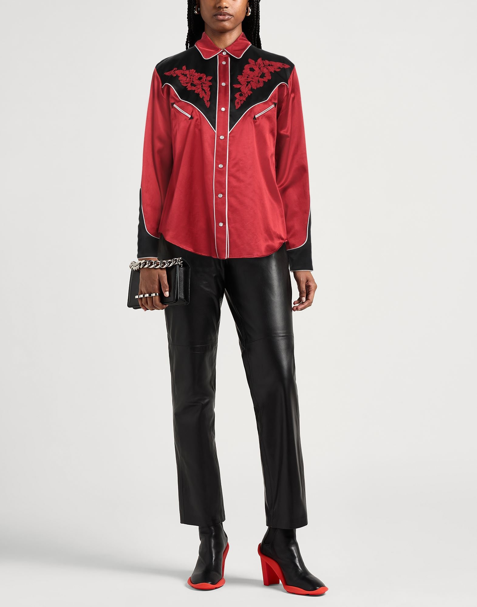 Red Women's Patterned Shirts & Blouses - 2