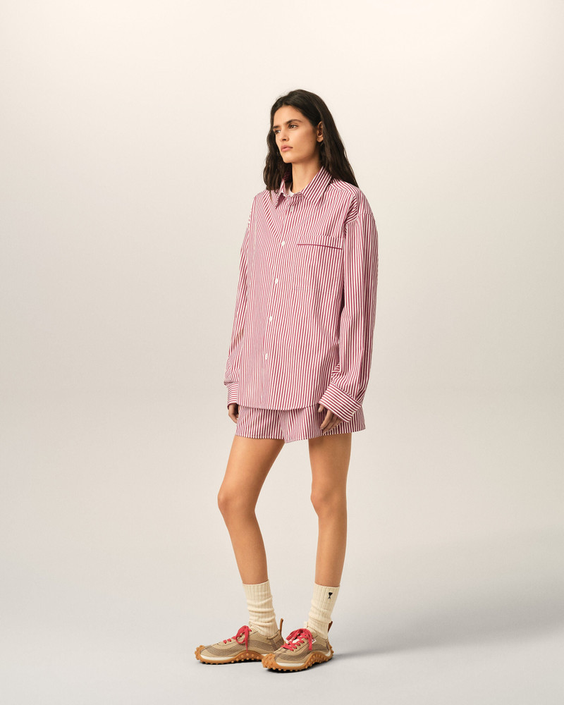 RED BOXY STRIPED COTTON SHIRT 6