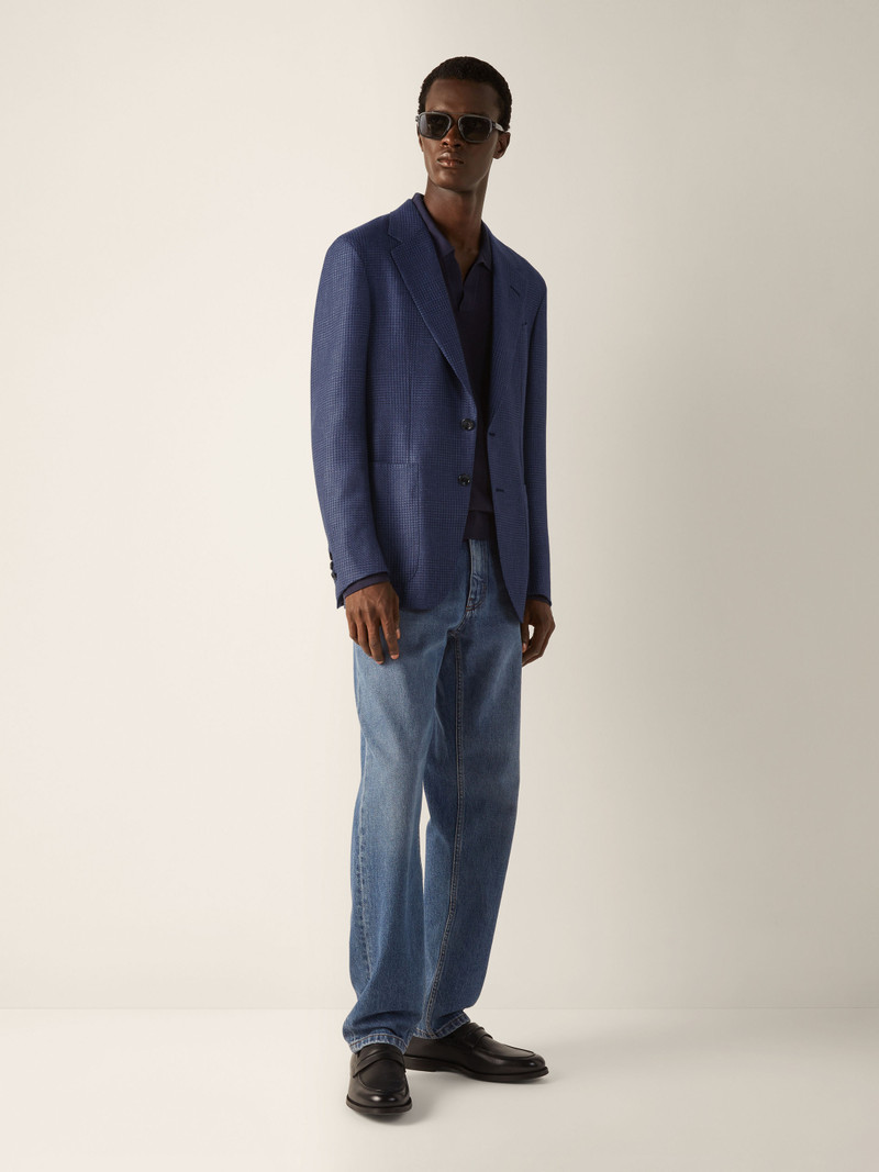 ZEGNA BLUE CASHMERE SILK AND LINEN JACKET outlook