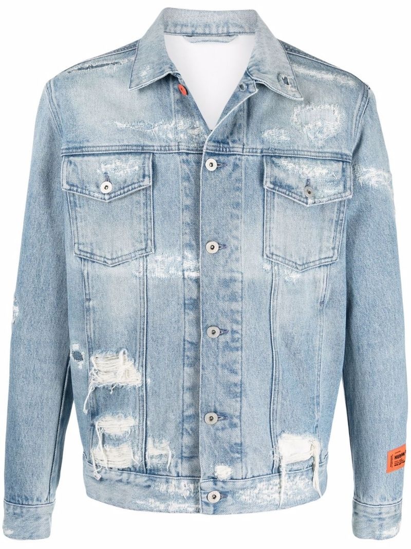 distressed denim jacket - 1