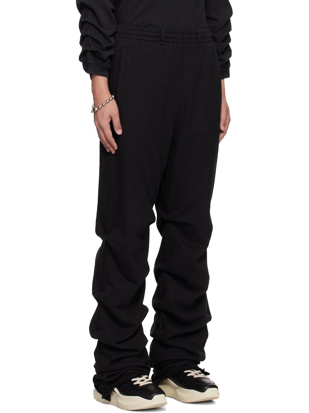 Black Wrinkled Straight Jogger Sweatpants - 2
