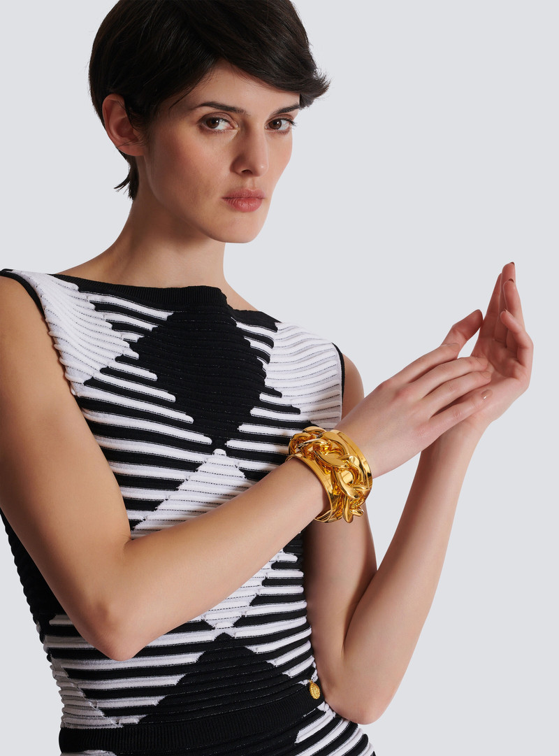 Balmain Brass chain cuff bracelet outlook