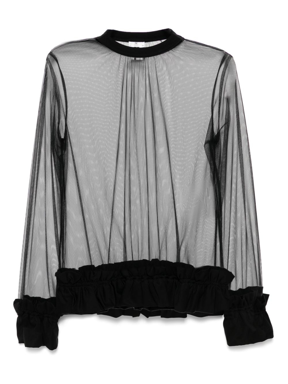 sheer long-sleeved top - 1