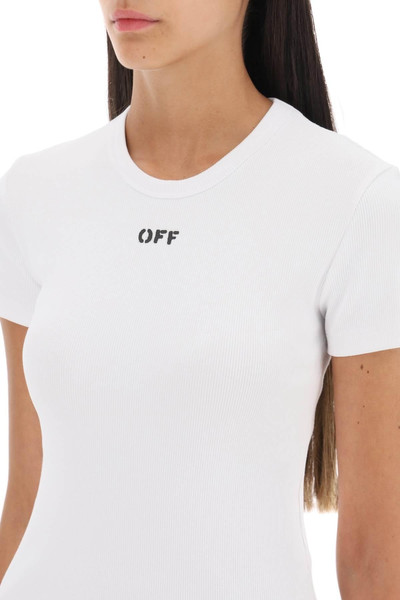 Off-White Ribbed T-shirt with Off print outlook