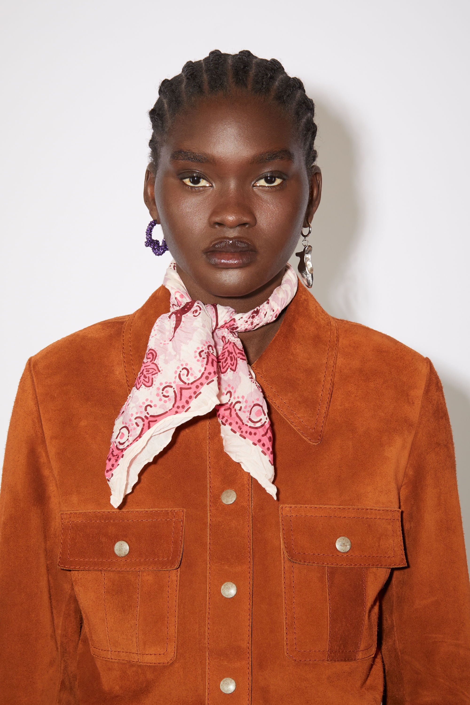 Cotton-silk scarf - Blush pink/bright pink - 2