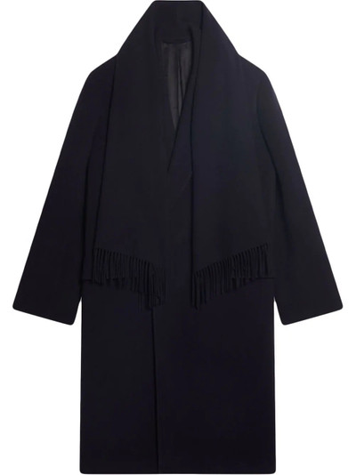 BALENCIAGA scarf-embellished long coat outlook