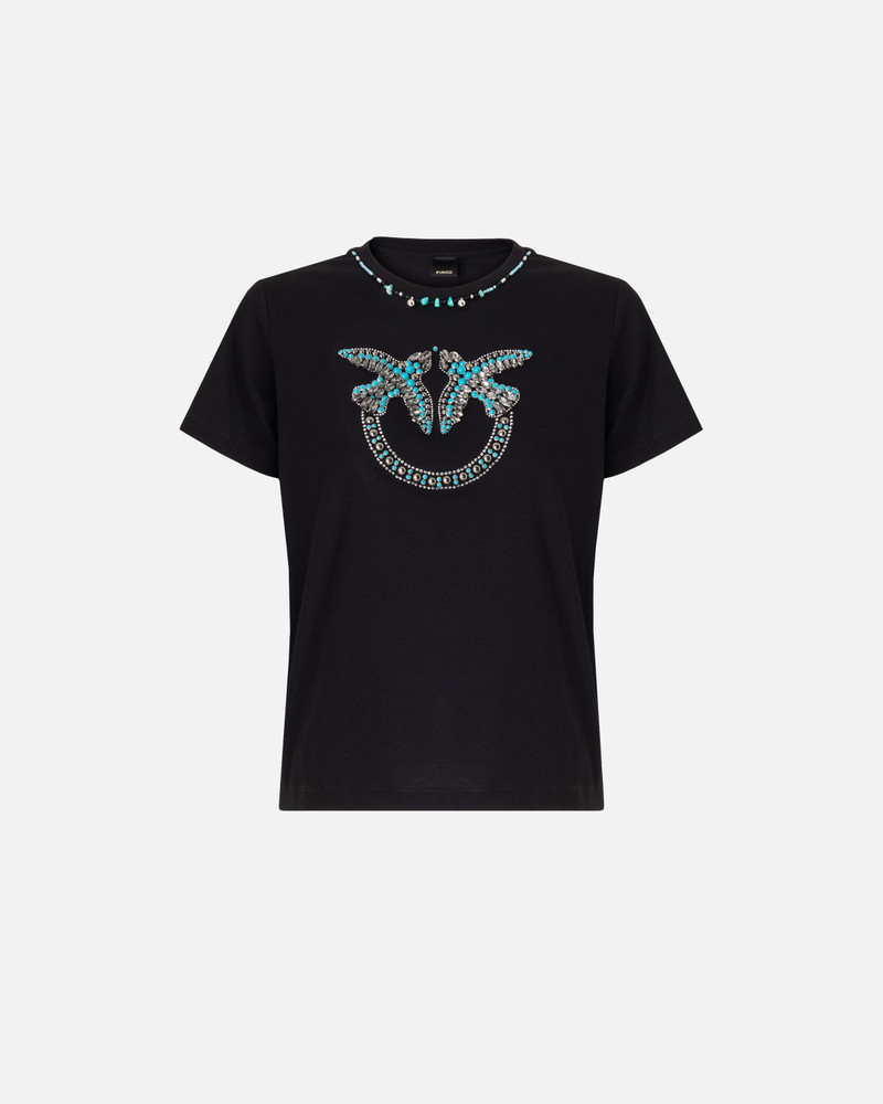 T-SHIRT WITH LOVE BIRDS JEWEL MAXI EMBROIDERY 1