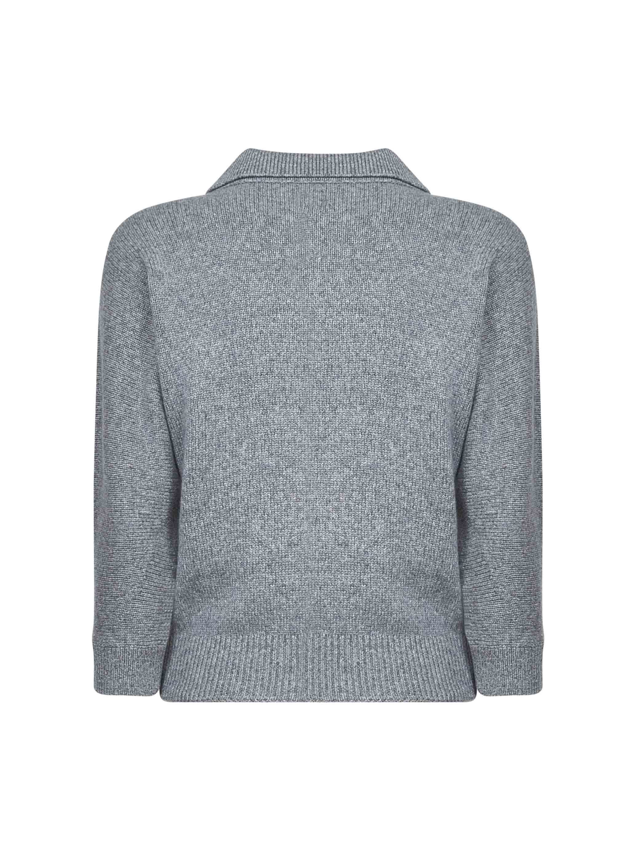 Grey cashmere knit Herve polo shirt - 2