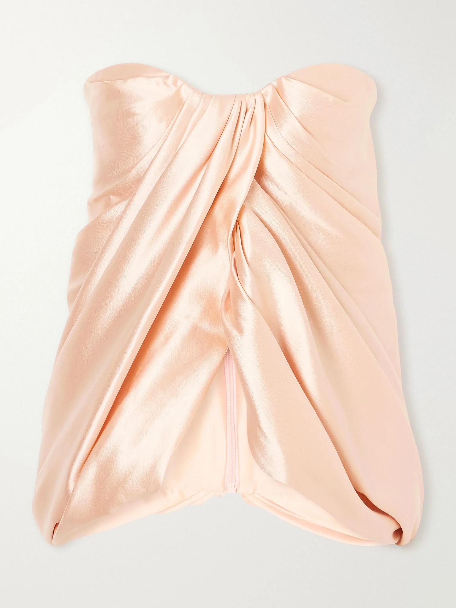 Lyza strapless gathered duchess-satin blouse Pink - 1
