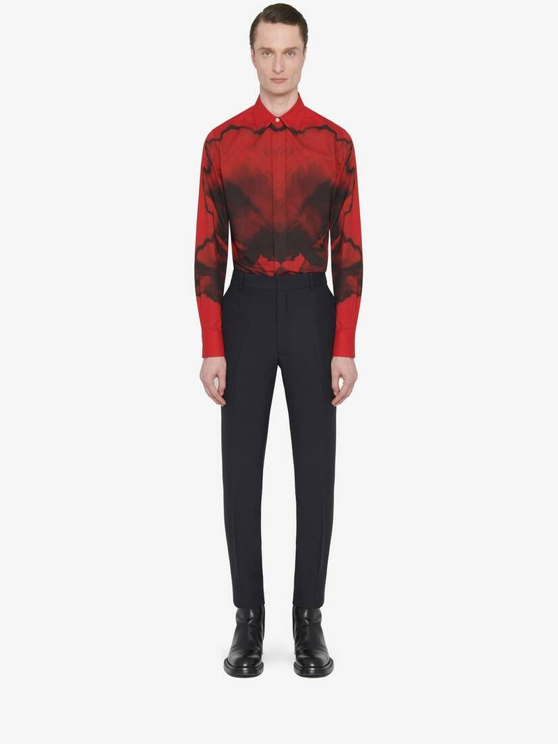 Alexander McQueen Men's Ink Flower Shirt in Red/black outlook
