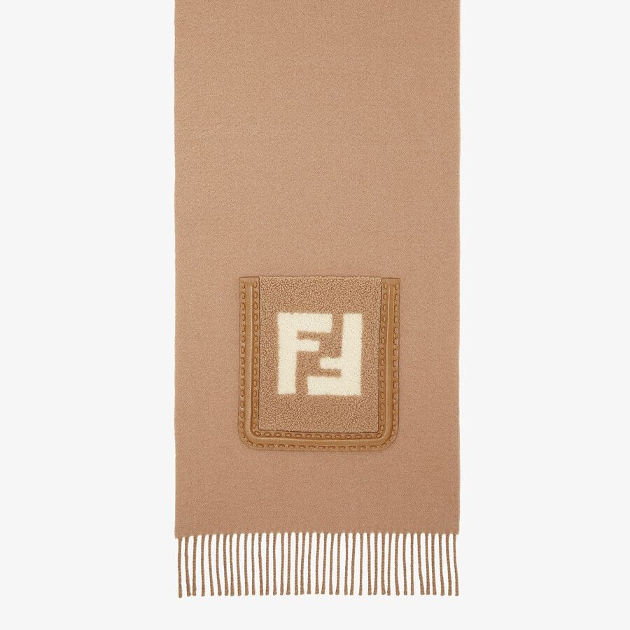 Brown wool and cashmere scarf - 2