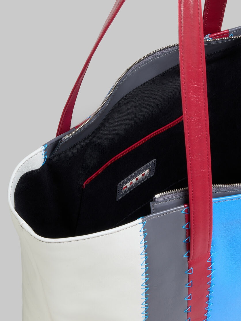 LIGHT BLUE, GREY, AND WHITE LEATHER TRUNKAROO LARGE BAG - 4