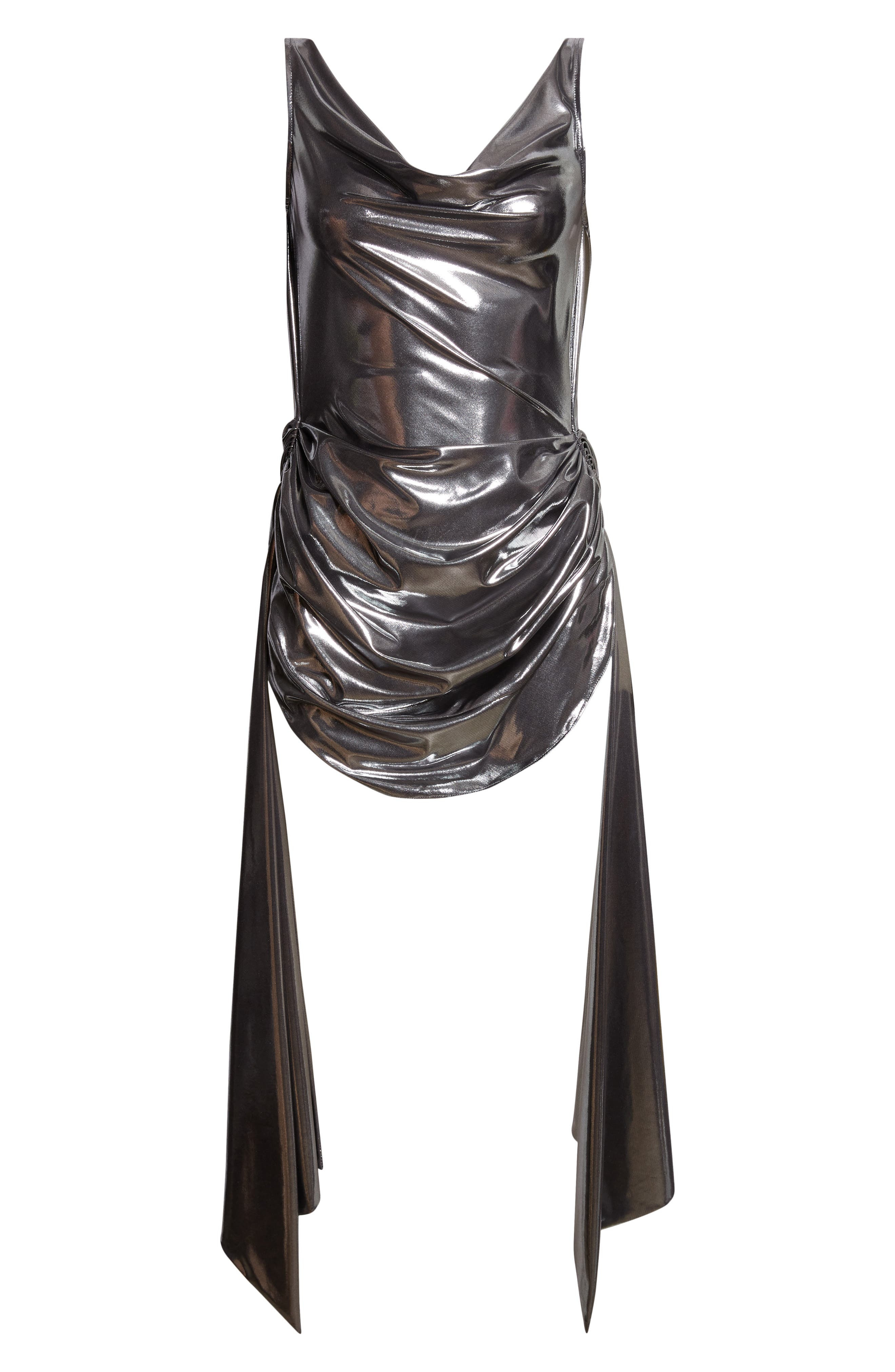 LaQuan Smith Draped Metallic Jersey Minidress in Silver at Nordstrom - 5