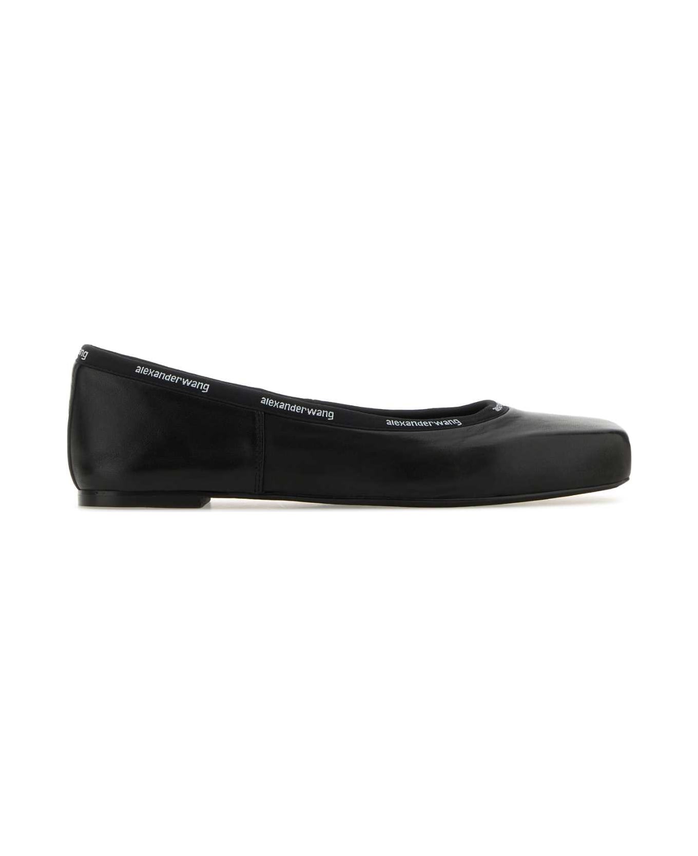 Black Leather Billie Ballerinas - 1